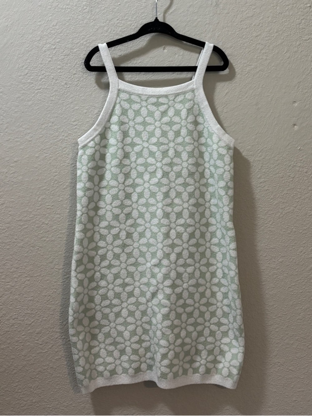 Paisley Lane Floral Mint Green White Sleeveless Knit Dress Size 10